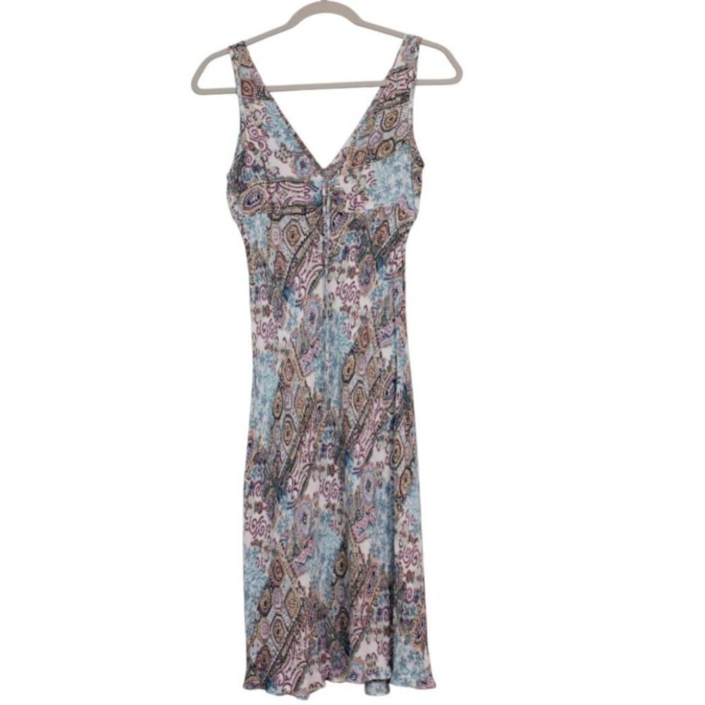 Vintage Y2K 90s Babydoll Dress Medium Multicolor Paisley Grunge Dainty Flowy